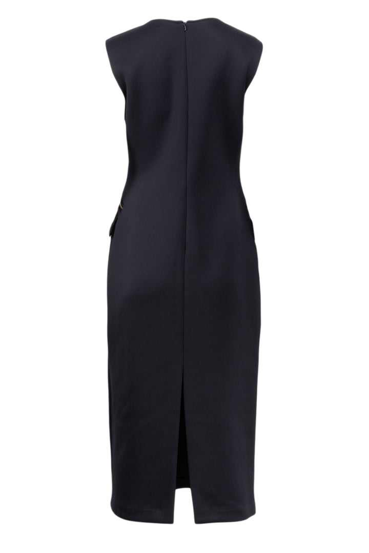 Brandon Maxwell Size 8 V-neck Zip Pocket Knee Length Sheath Dress