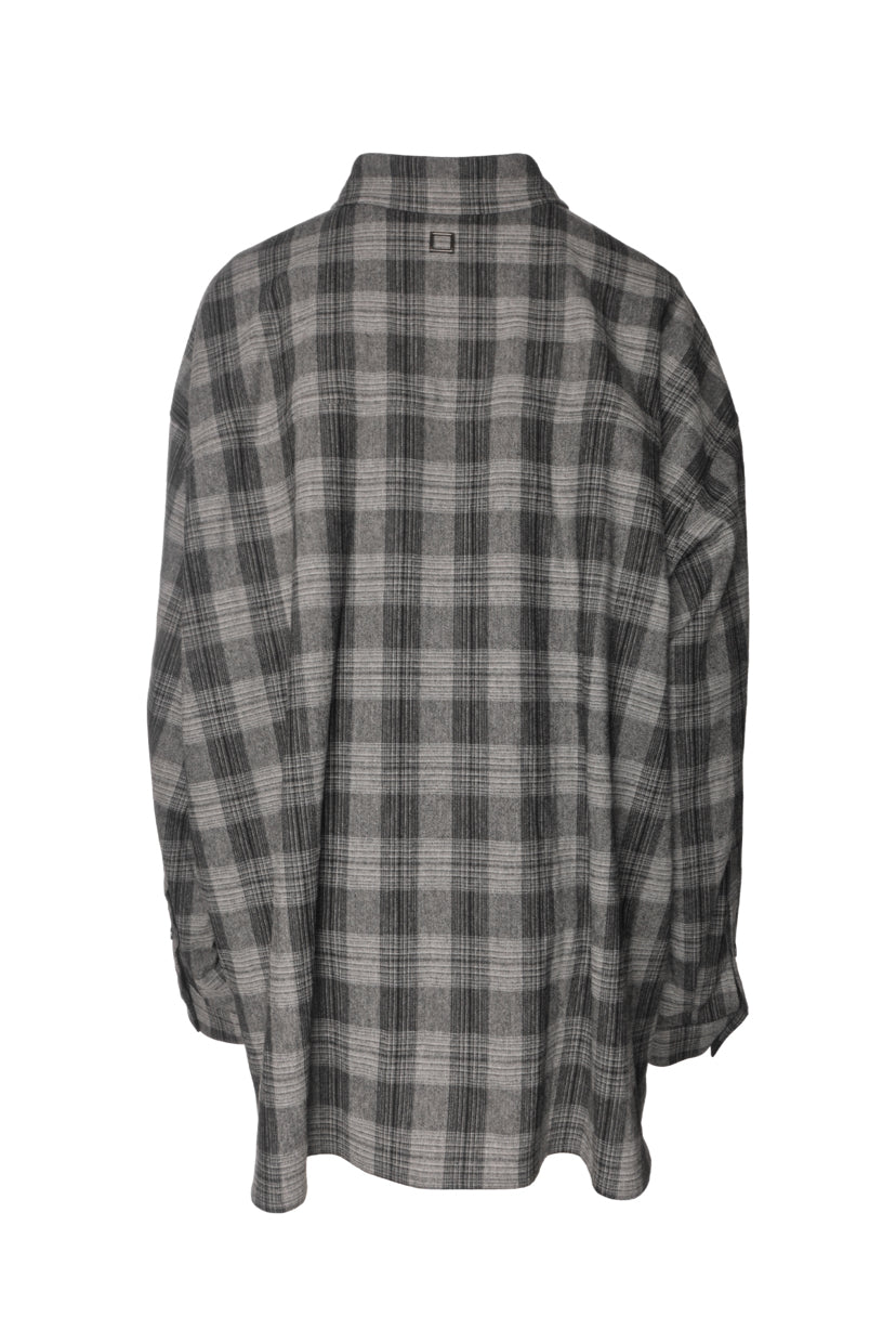 Wooyoungmi Size 46 Men's Plaid Oversize Shirt Long Sleeve
