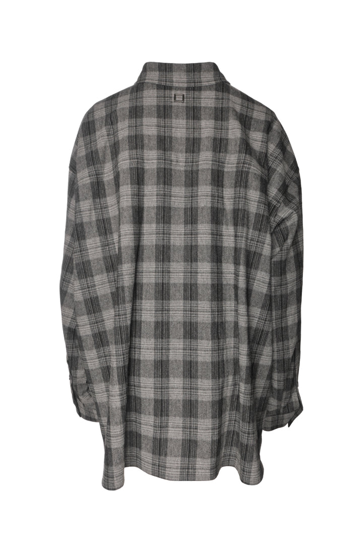 Wooyoungmi Size 46 Men's Plaid Oversize Shirt Long Sleeve