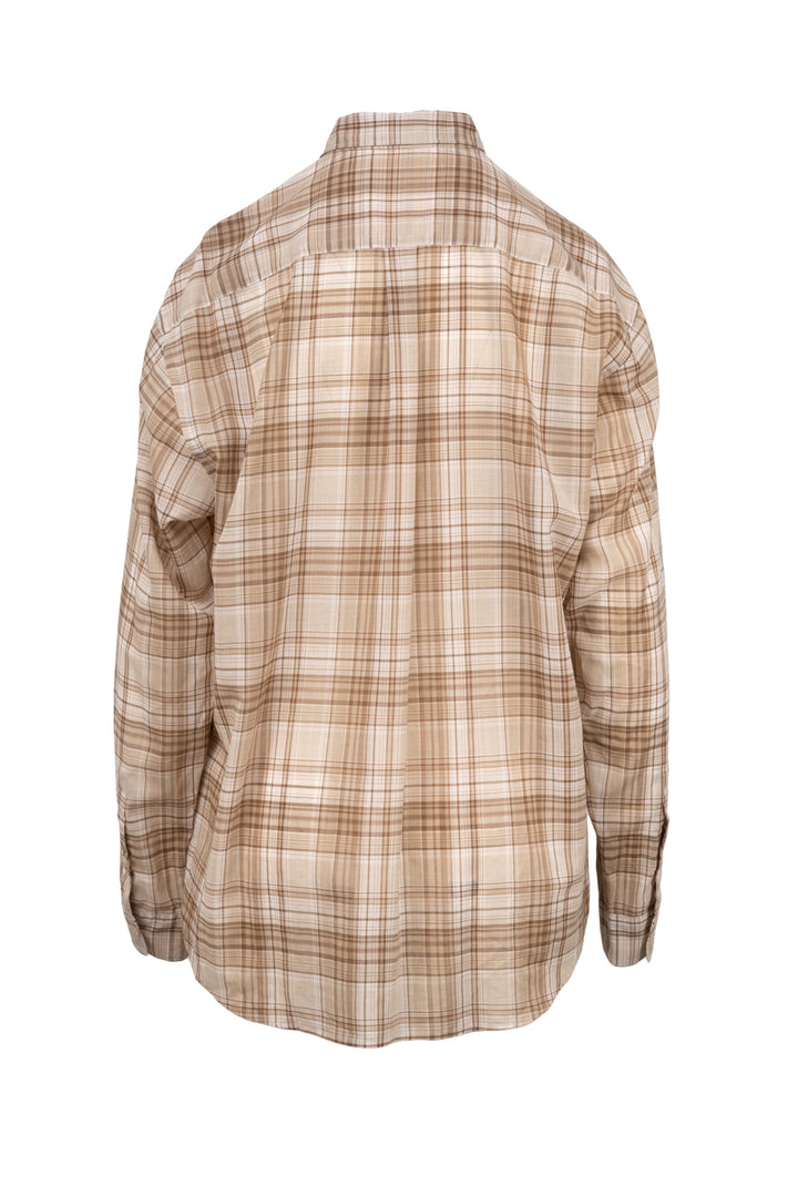 Auralee Size L Men's Check Print Ultra-Fine Wool Shirt Long Sleeve