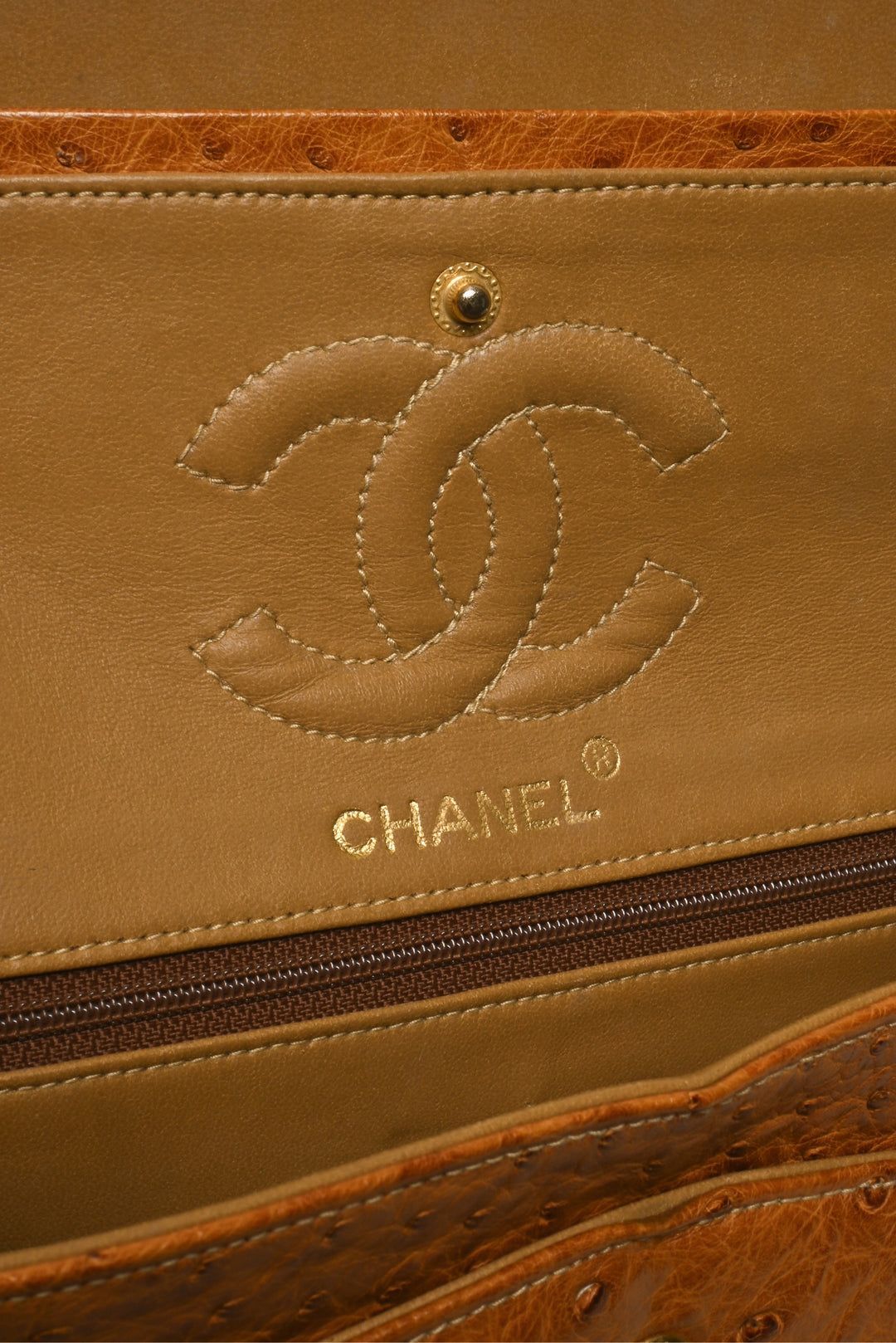 Chanel Rare Vintage 1986-1988 Ostrich Leather Small Double Flap Shoulder Bag