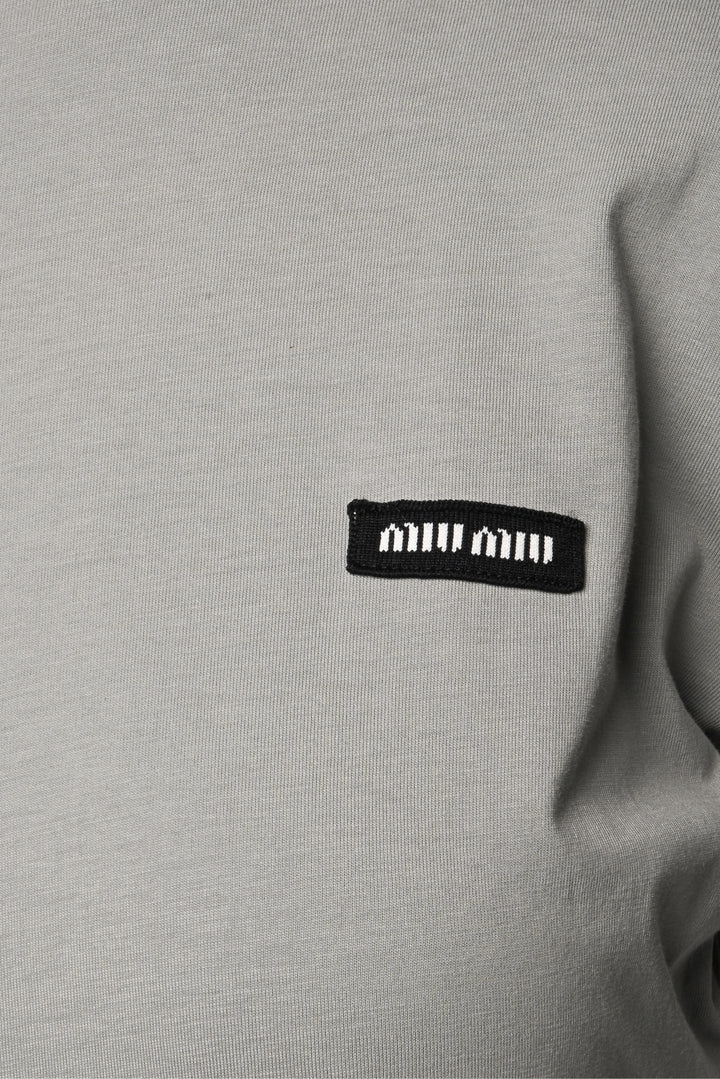 Miu Miu Size S 2024 Logo Cotton Long Sleeve T-Shirt