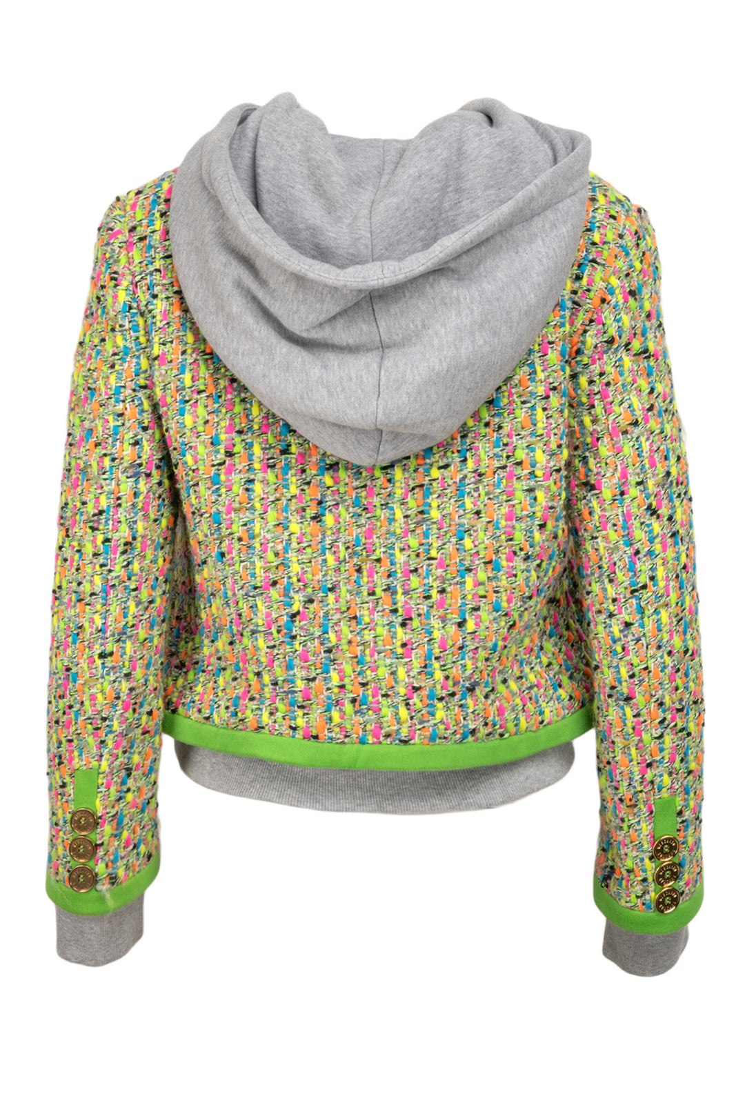 Moschino Couture Size 6 Tweed & Cotton Hooded Jacket