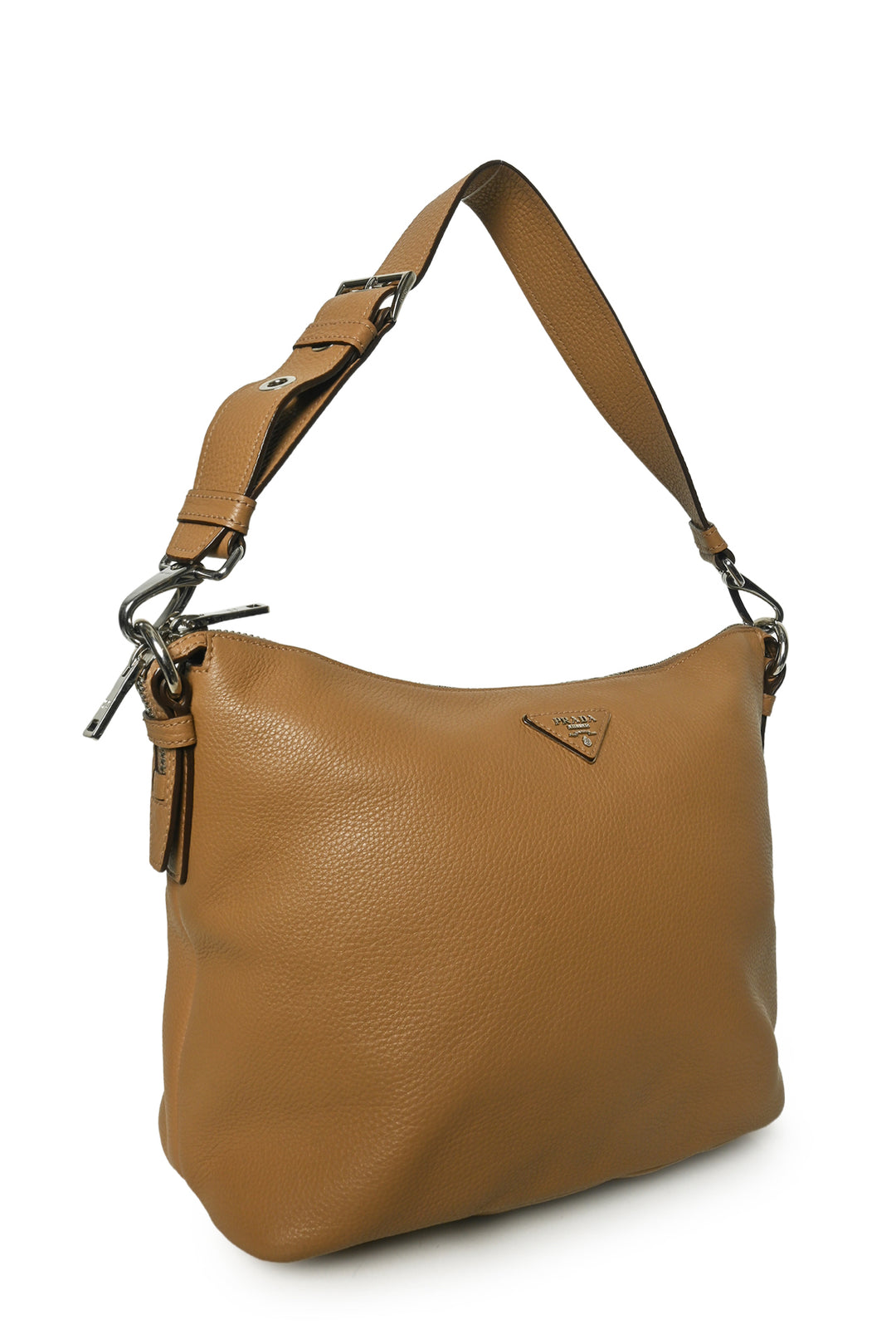 Prada Sesamo Vitello Daino Grained Leather Hobo Shoulder Bag