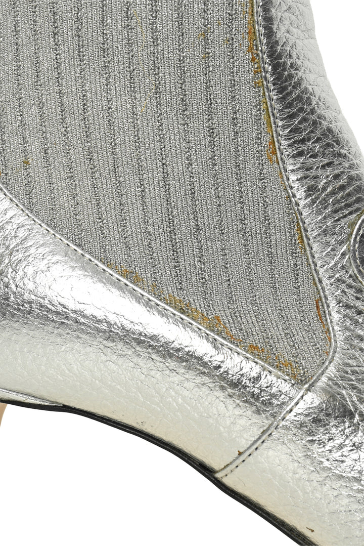 Fendi Size 36.5 Leather Rockoko Scuba Stretch Ankle Boots