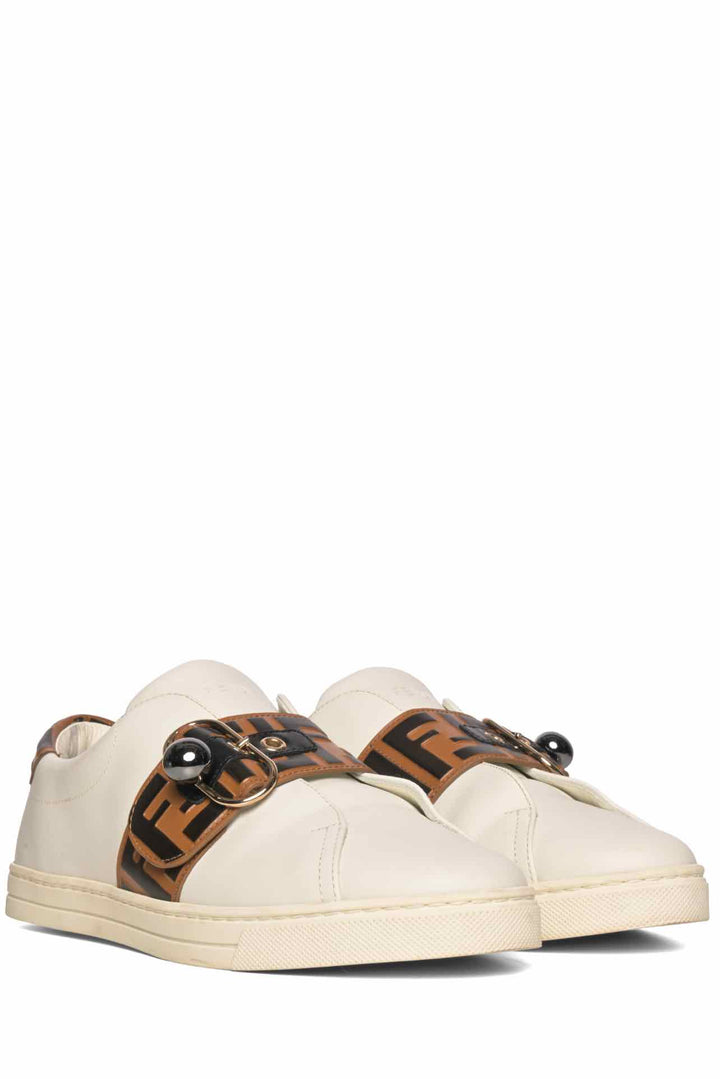 Fendi Size 40.5 Pearland Buckle Zucca FF Strap Slip-On Sneaker