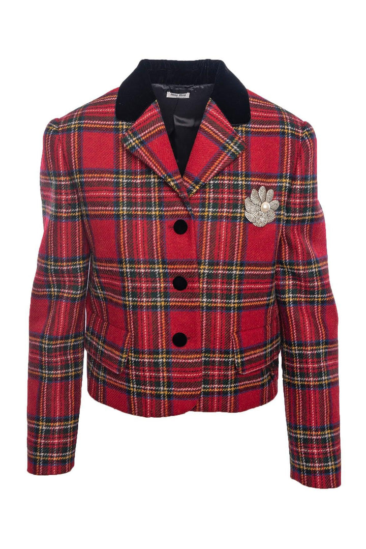 Miu Miu Size 38 Plaid Cropped Jacket