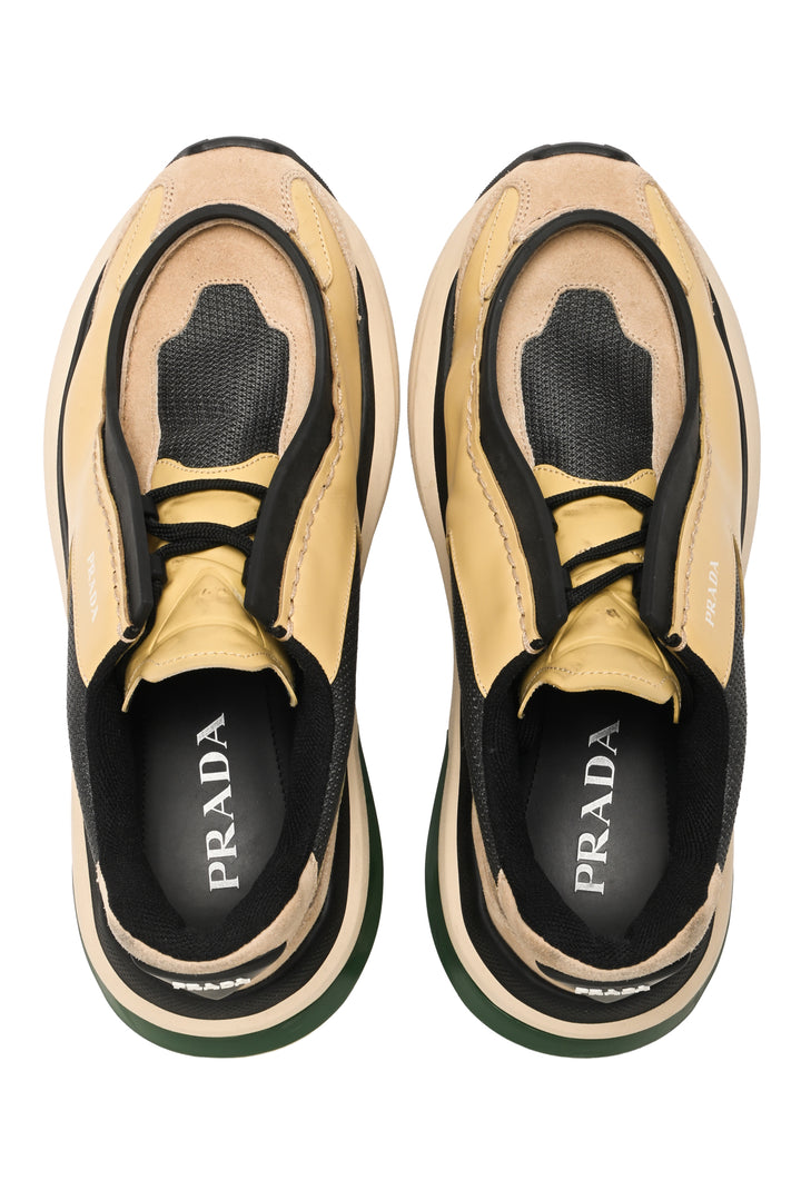 Prada Mens Shoe Size 8 Systeme Brushed Leather Sneakers