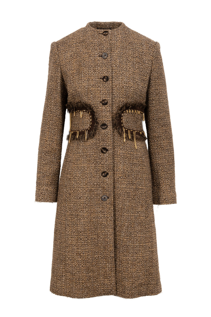 Ports 1961 Size 6 Chainlink Detail Wool Blend Tweed Coat