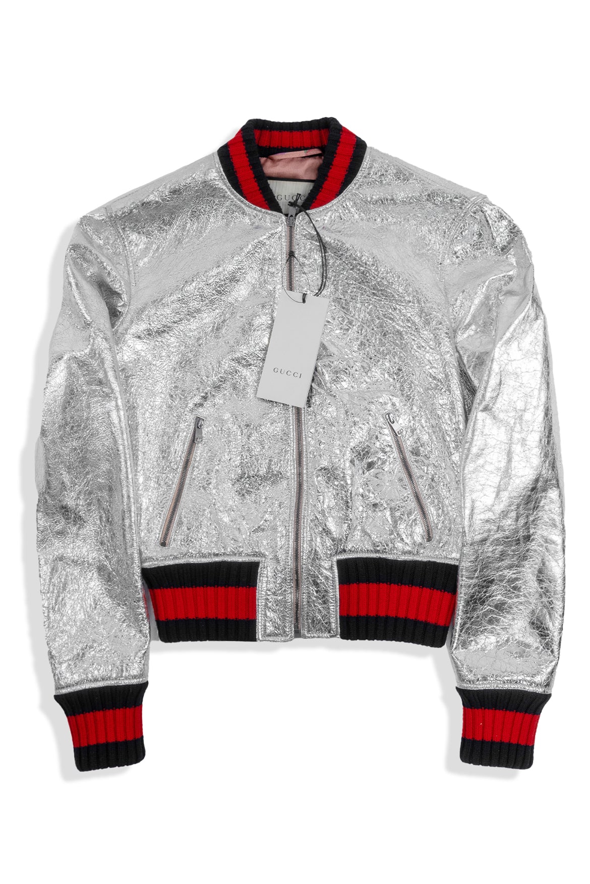 Gucci leather bomber jacket online