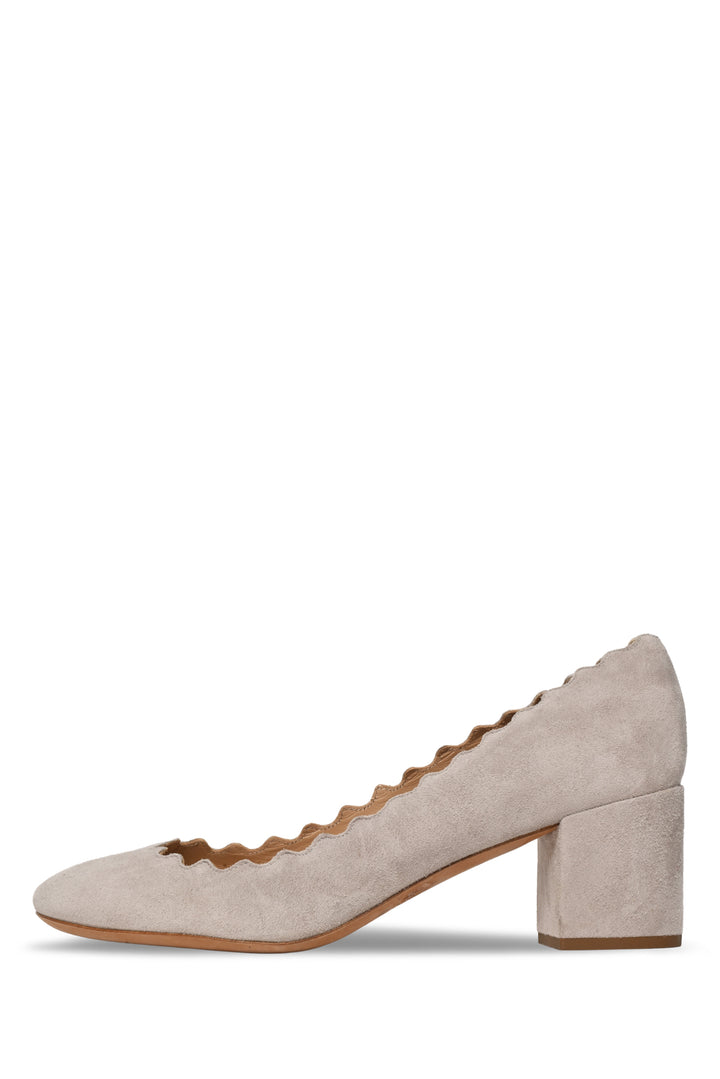 Chloe Size 35.5 Suede Scalloped Lauren Mid Heel Pumps