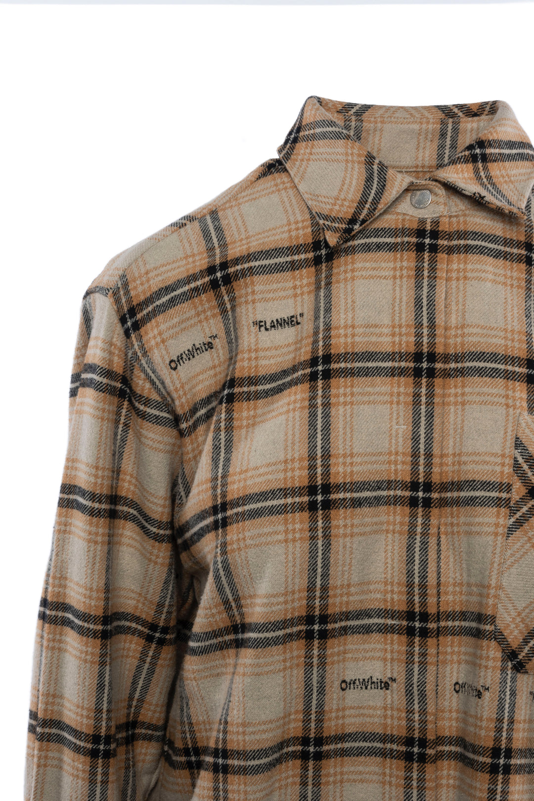 Off White Size 44 Logo Plaid Flannel Shirt Dress