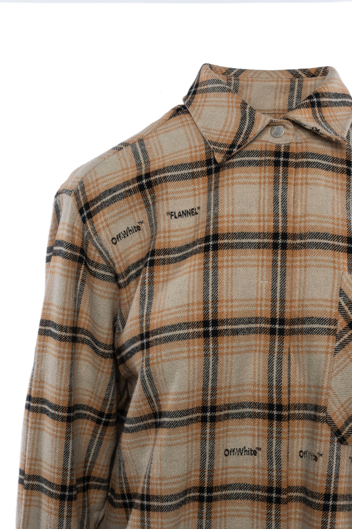 Off White Size 44 Logo Plaid Flannel Shirt Dress