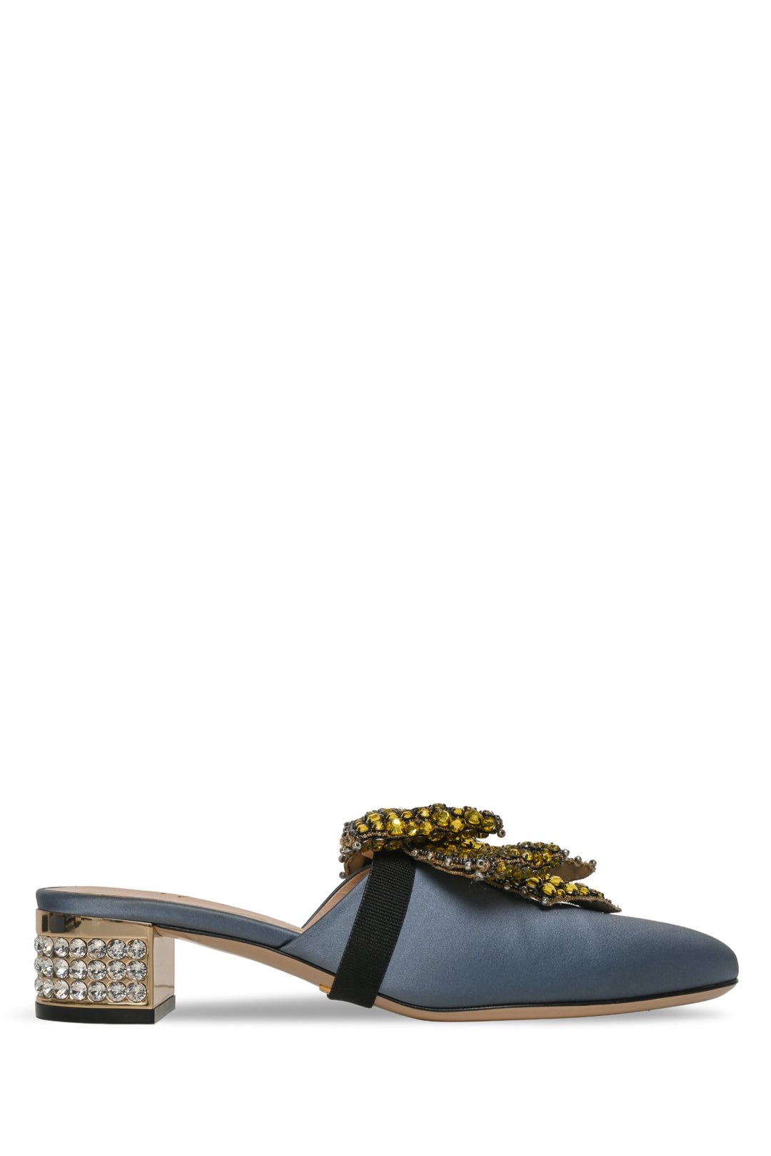 Gucci Size 36 Crystal Bow Accent Satin Heeled Mules
