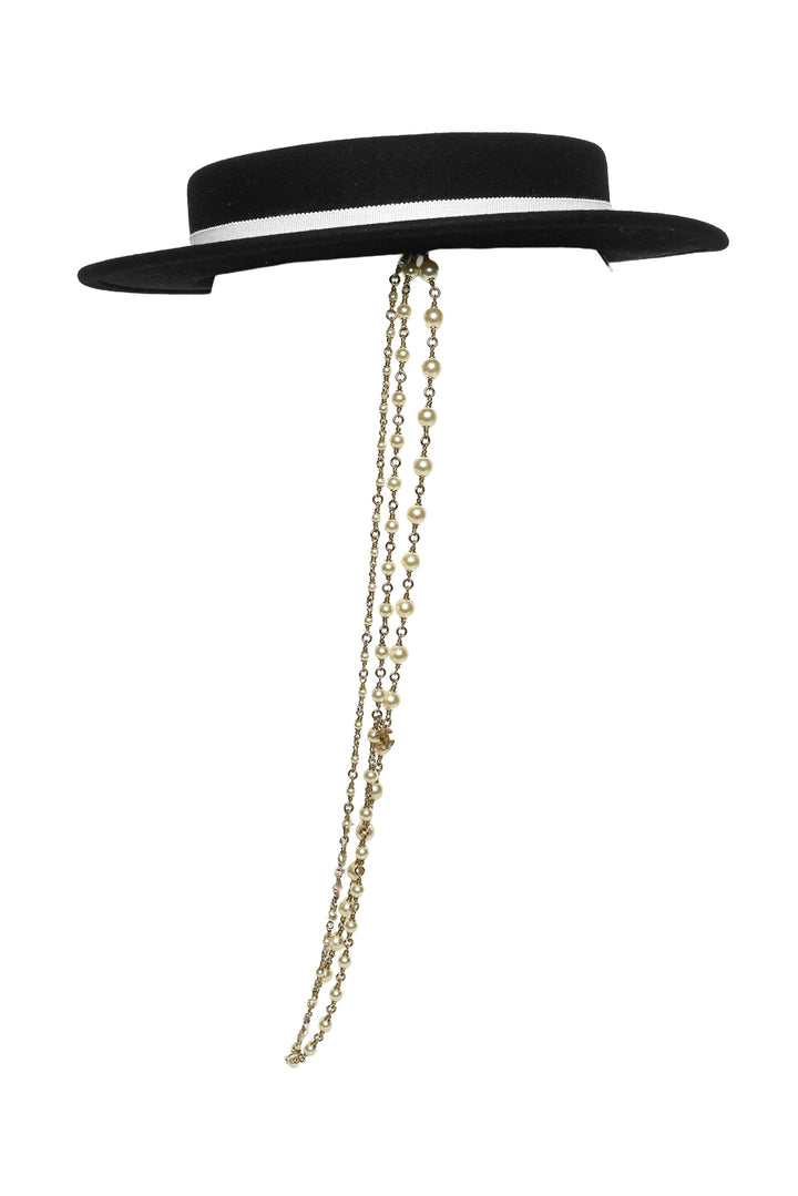 Chanel Size OS Rabbit Hair Flat Top Hat