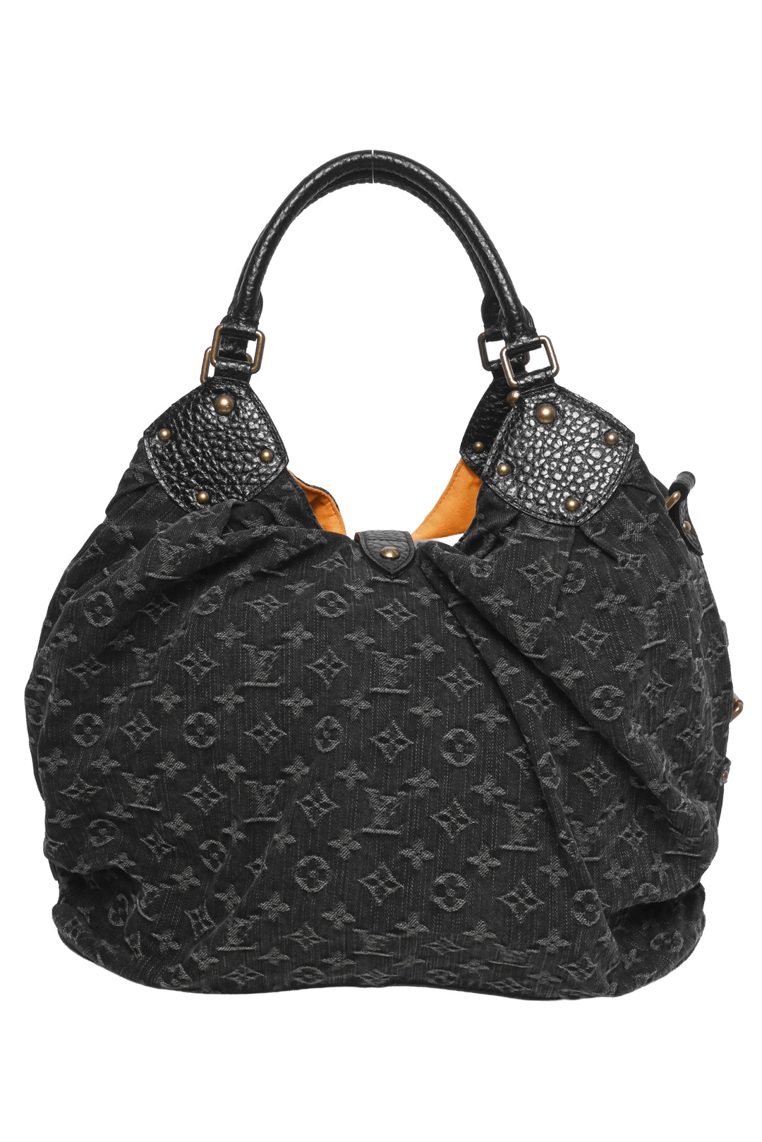 Louis Vuitton Denim Noir Monogram Mahina XL Hobo Shoulder Bag