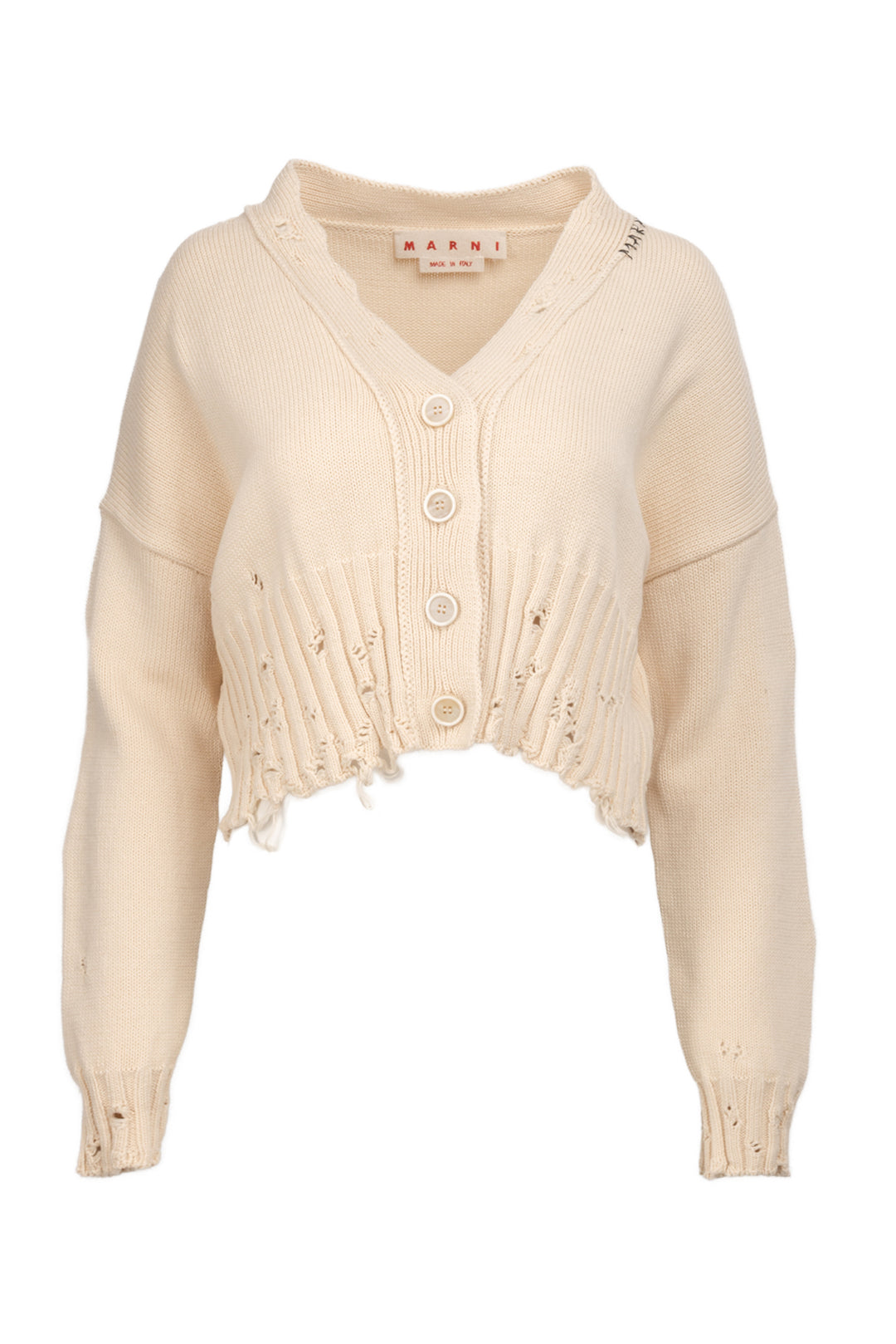 Marni Size 38 Dishevelled Cotton Cropped Cardigan