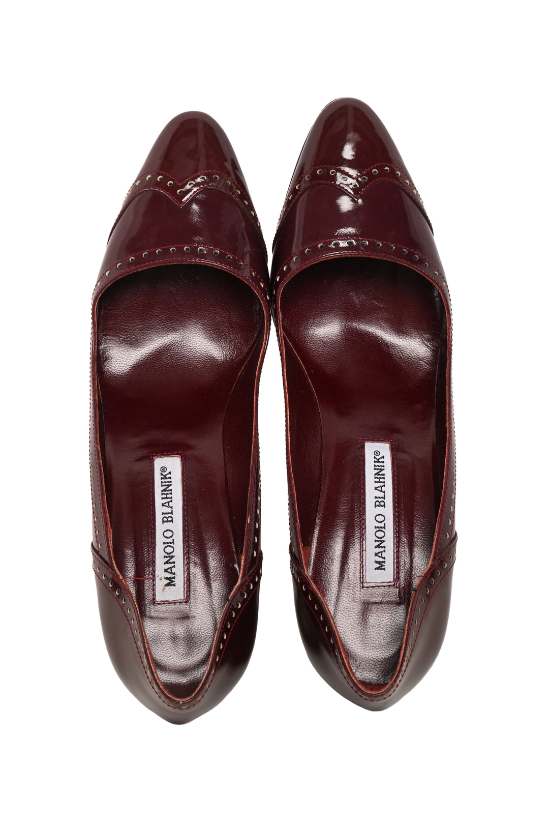 Manolo Blahnik Size 38 Patent Leather Brogue Pumps