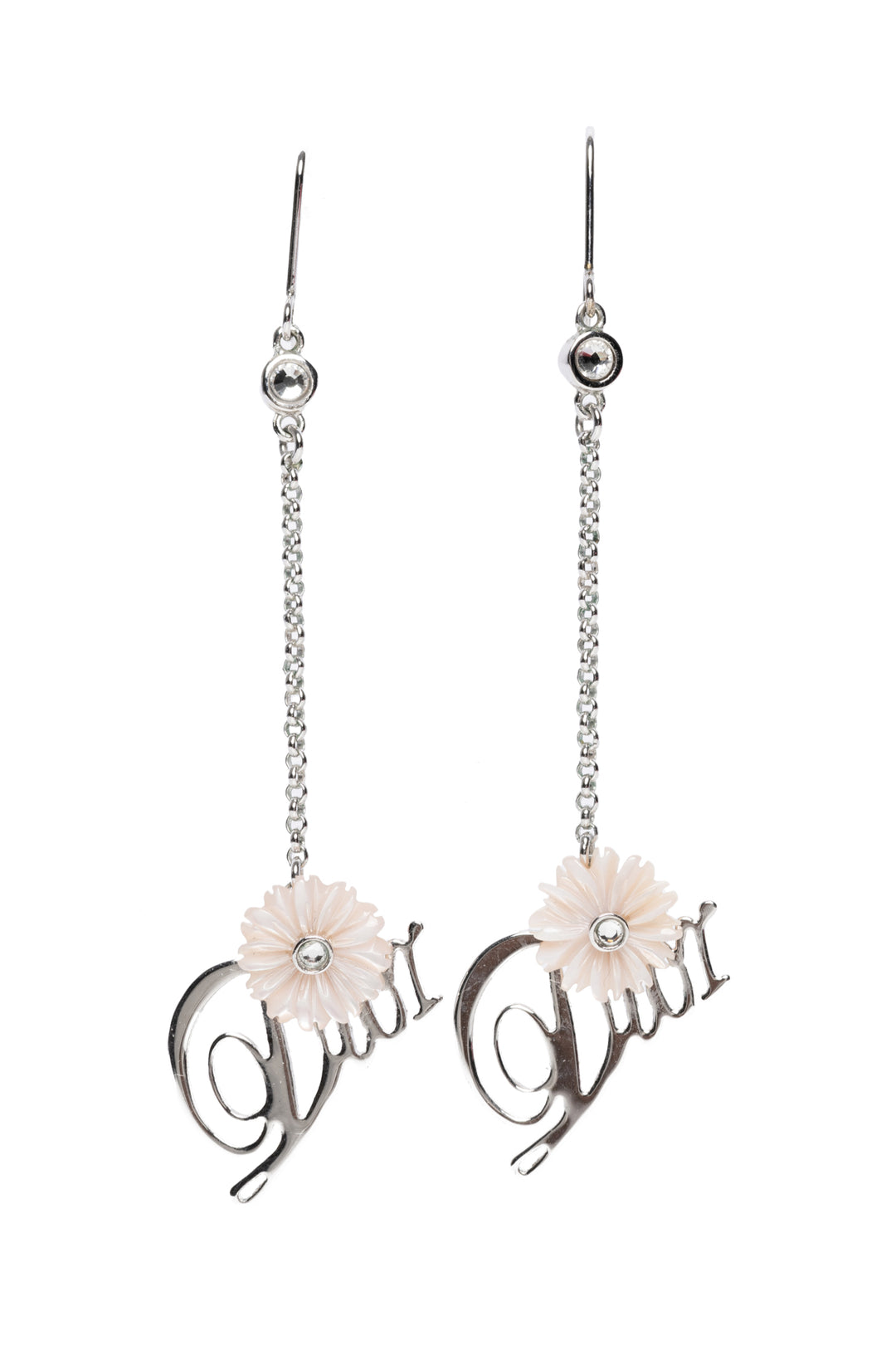 Dior Logo Flower Detail Drop Earrings