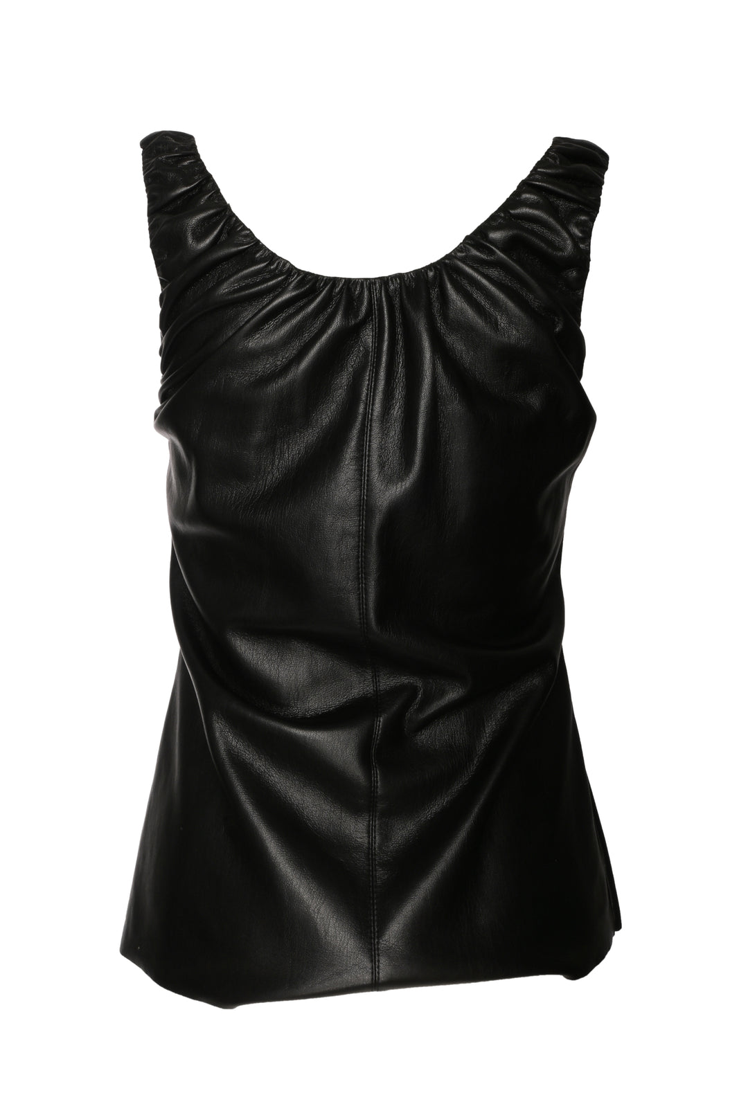 Nanushka Size M Yael Gathered Vegan Leather Tank Top