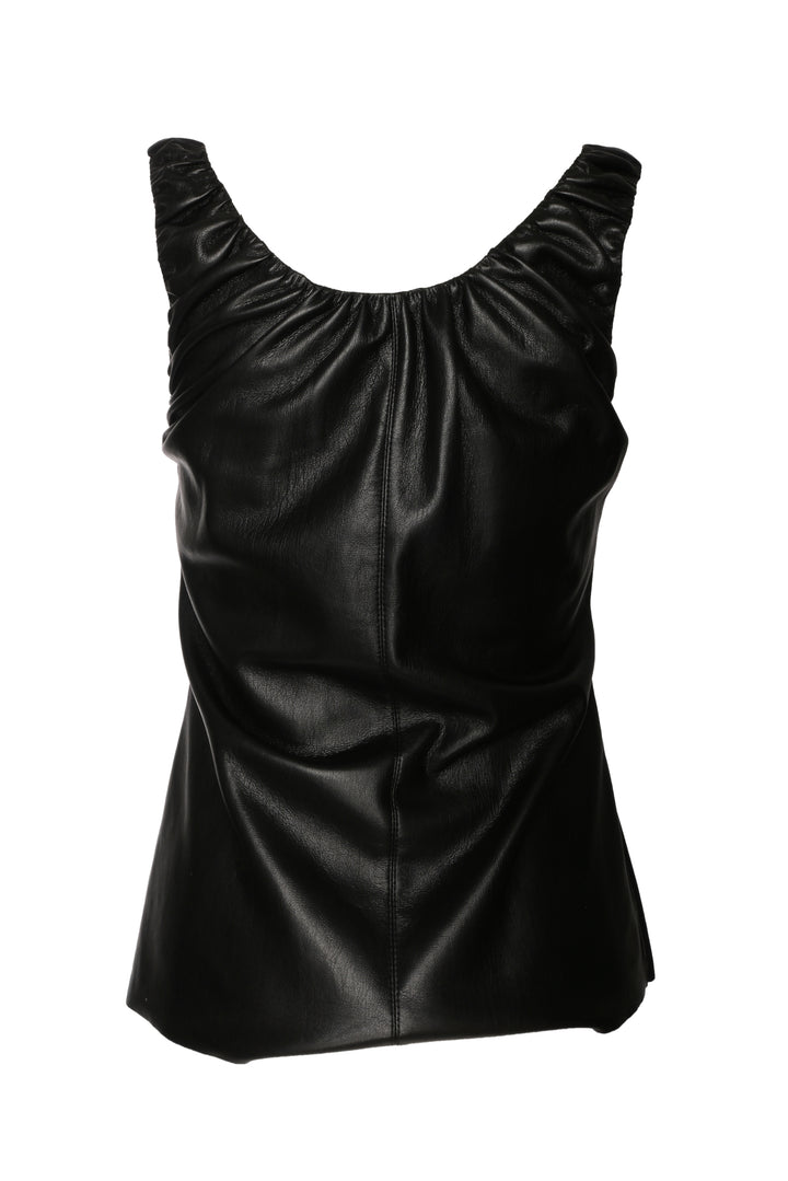 Nanushka Size M Yael Gathered Vegan Leather Tank Top