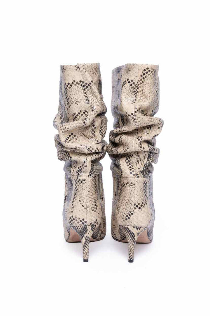 Paris Texas Size 36.5 Python Printed Leather Slouchy Boots