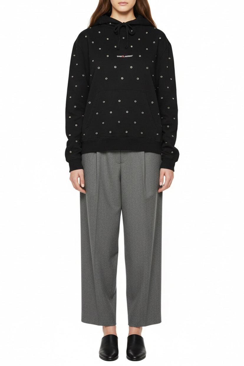 Saint Laurent Size M Rivet Studded Logo Hoodie