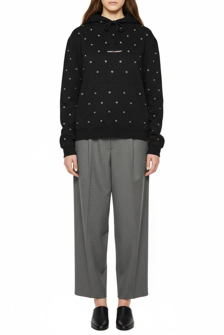 Saint Laurent Size M Rivet Studded Logo Hoodie