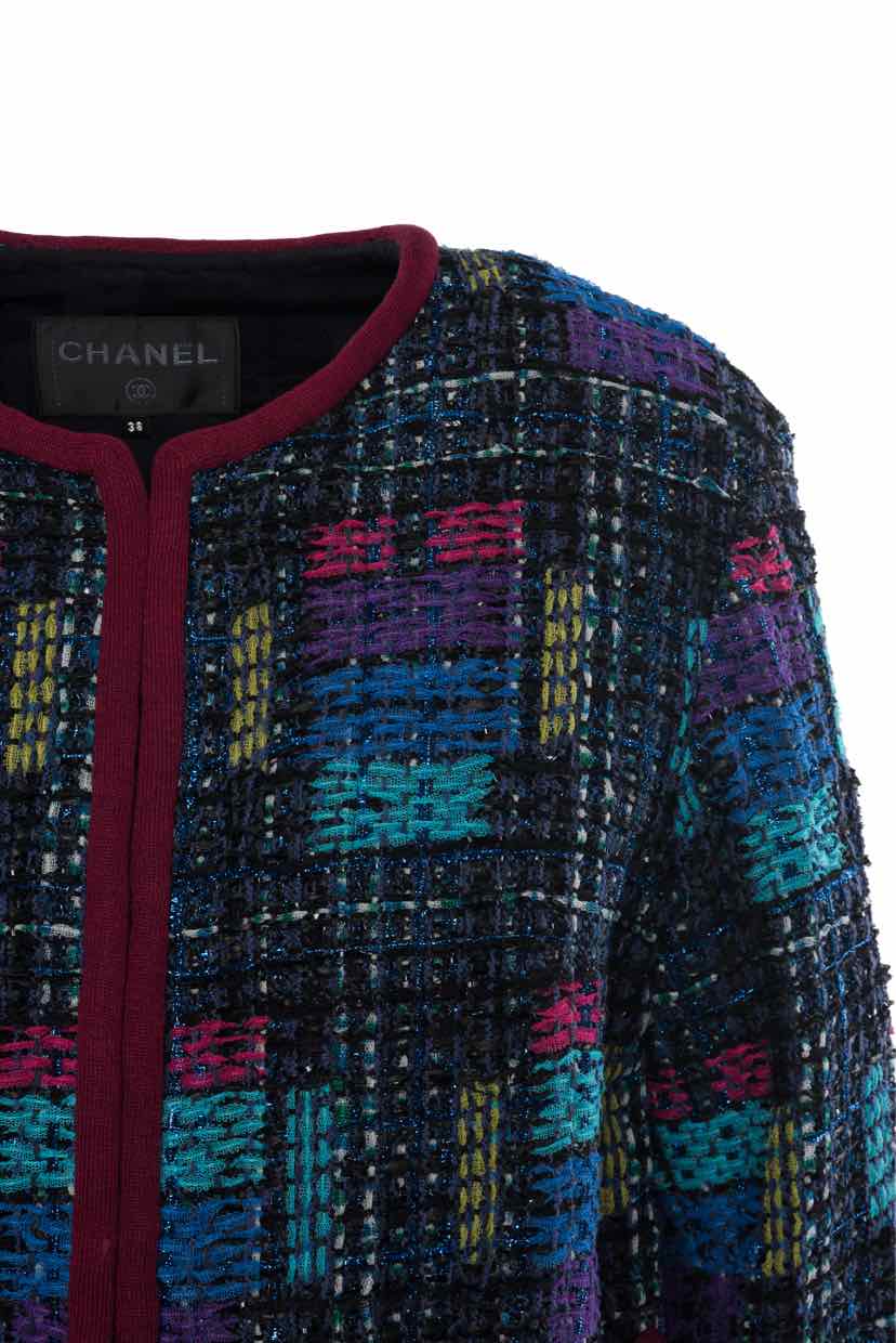 Chanel Size 38 Metallic Detail Tweed Jacket