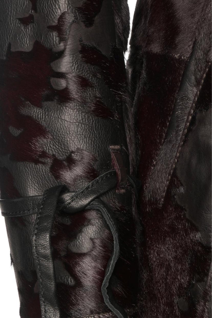 BOSS Size 8 Leather & Pony Hair Coat