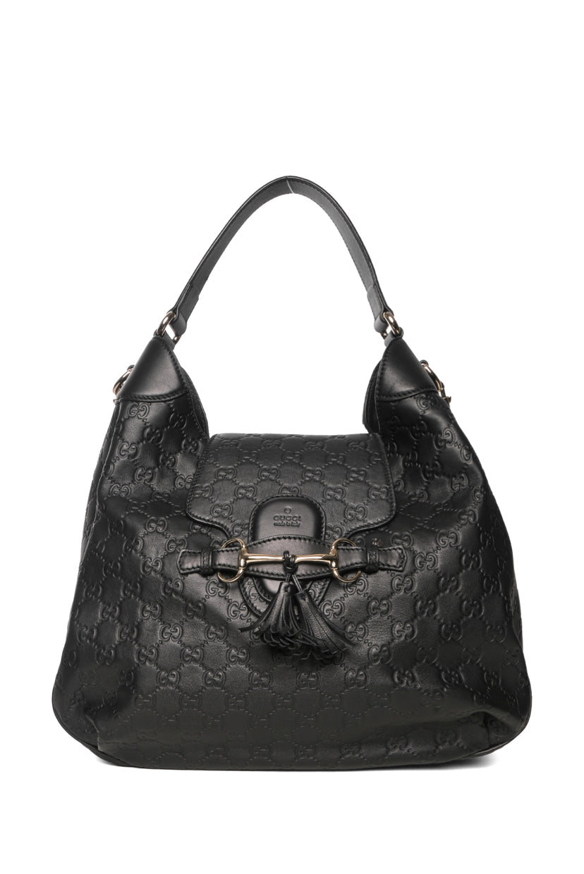 Gucci GG Signature Medium Emily Flap Hobo Shoulder Bag