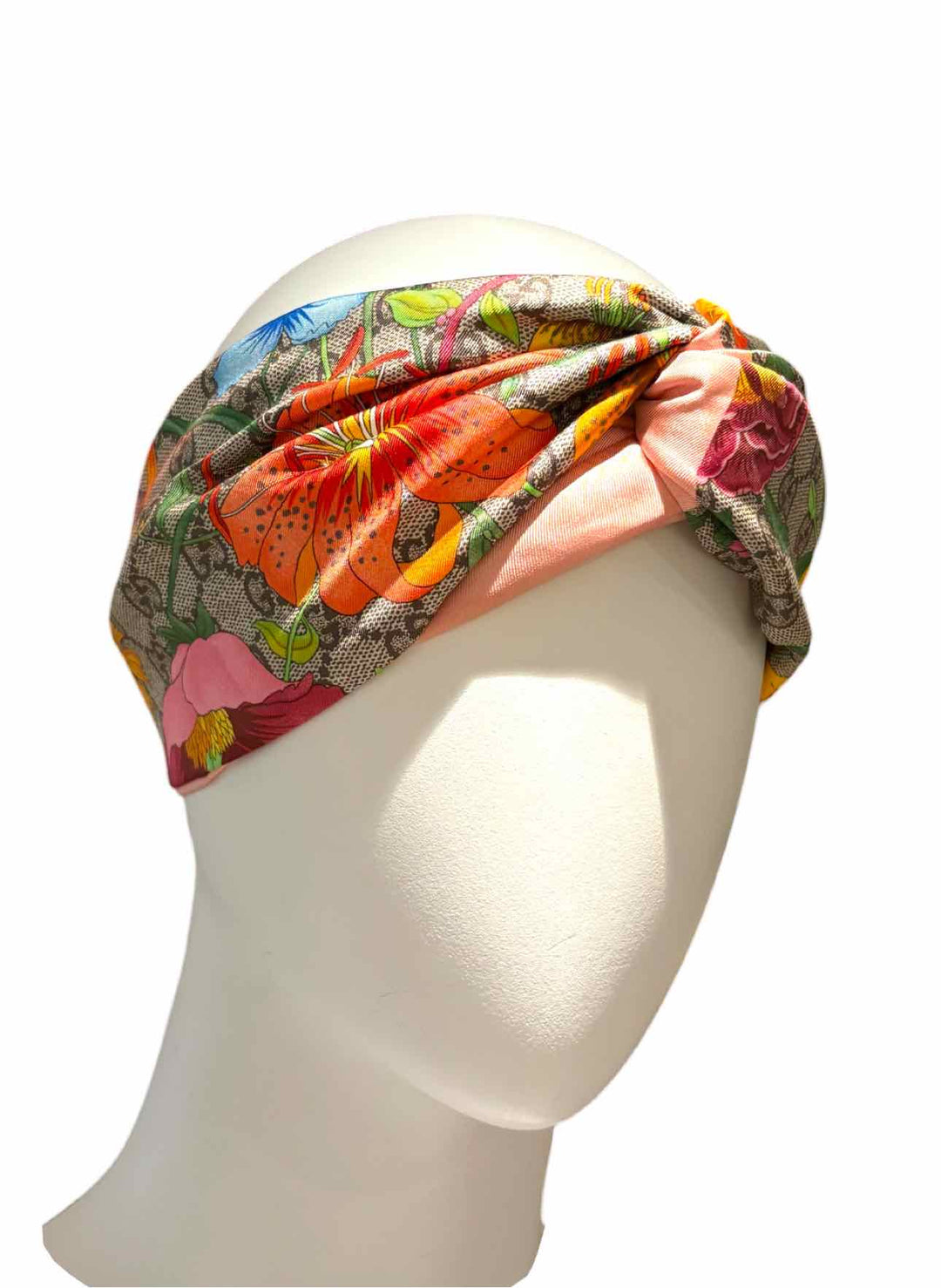 Gucci Size Silk Monogram Flora Print Headband Scarf