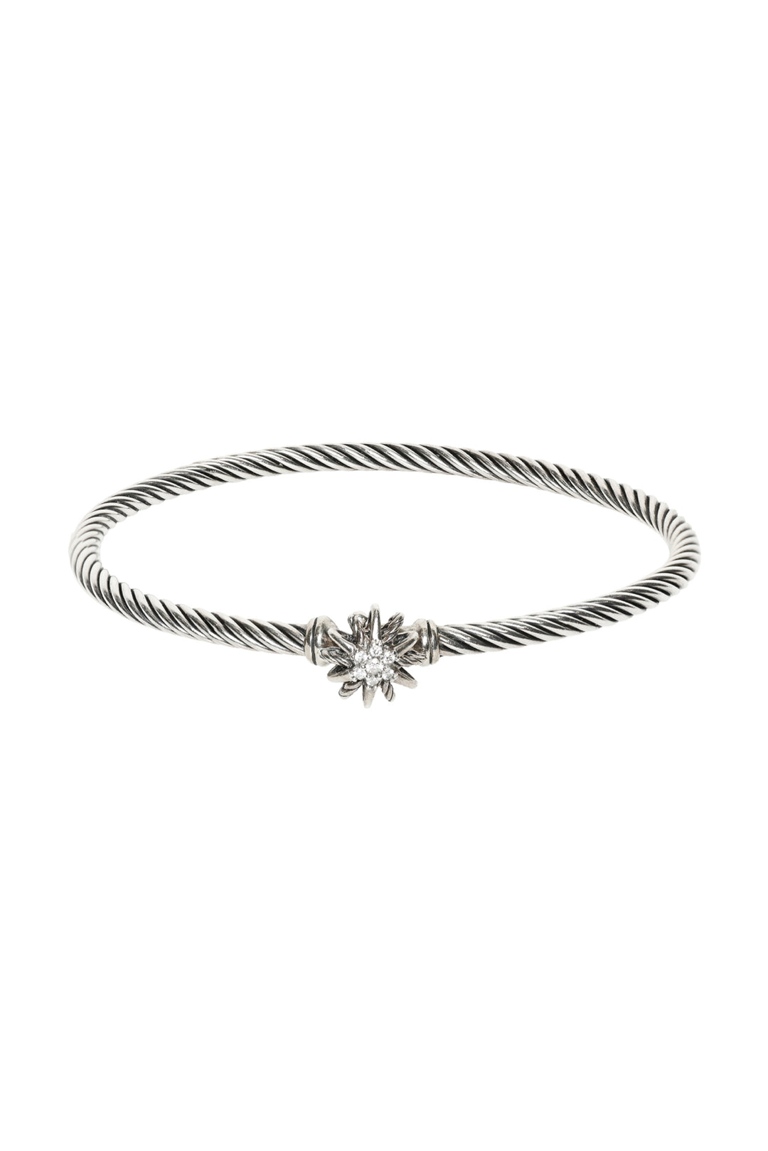 David Yurman Sterling Silver Diamond Starburst Cable Hook Bracelet