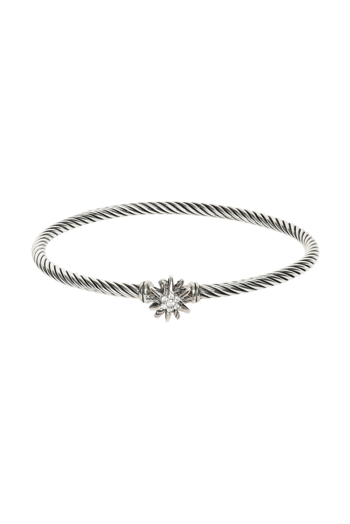 David Yurman Sterling Silver Diamond Starburst Cable Hook Bracelet