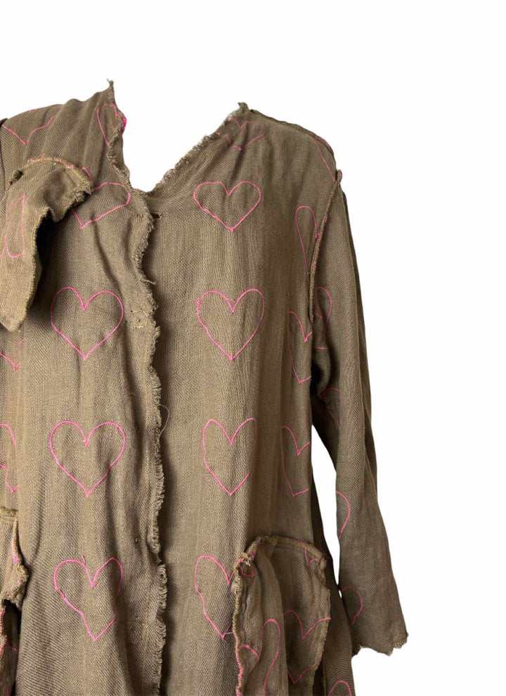 Magnolia Pearl Size OS Emery Linen Heart Pattern Coat