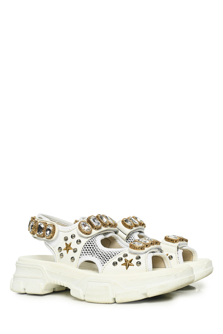 Gucci Size 36.5 Flash Trek Leather Aguru Sandals