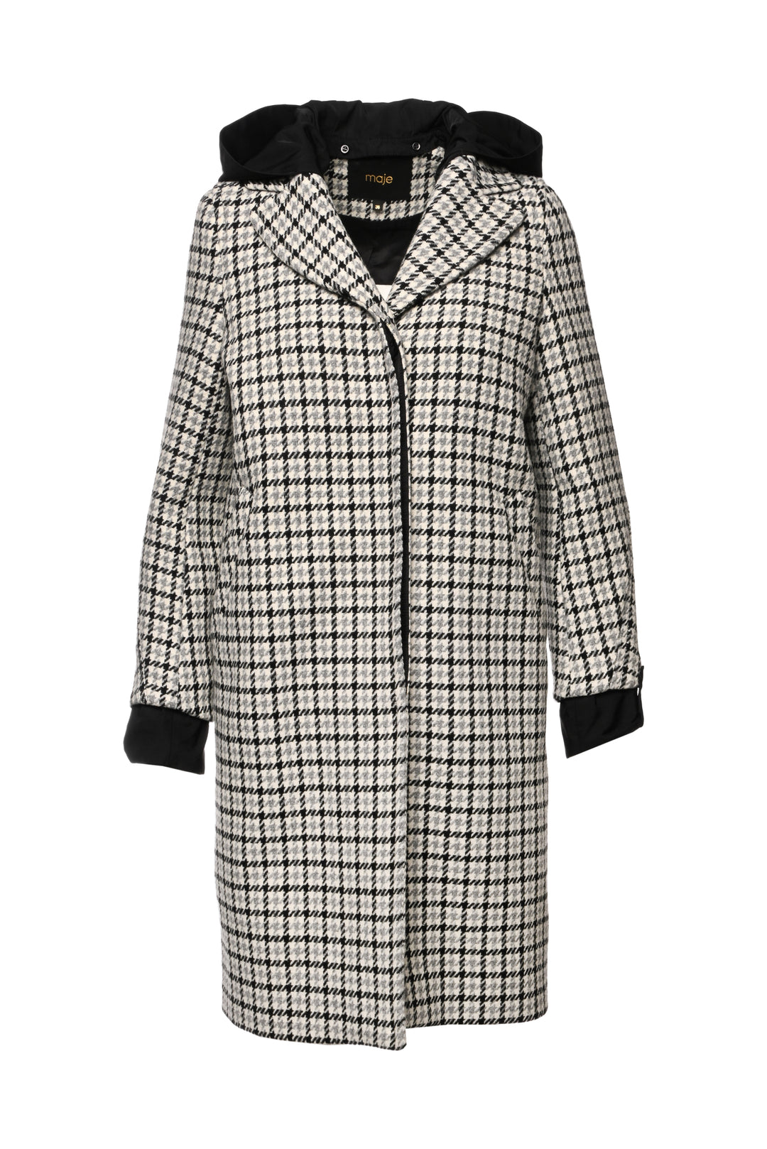 maje Size 0 Plaid Wool Blend Coat