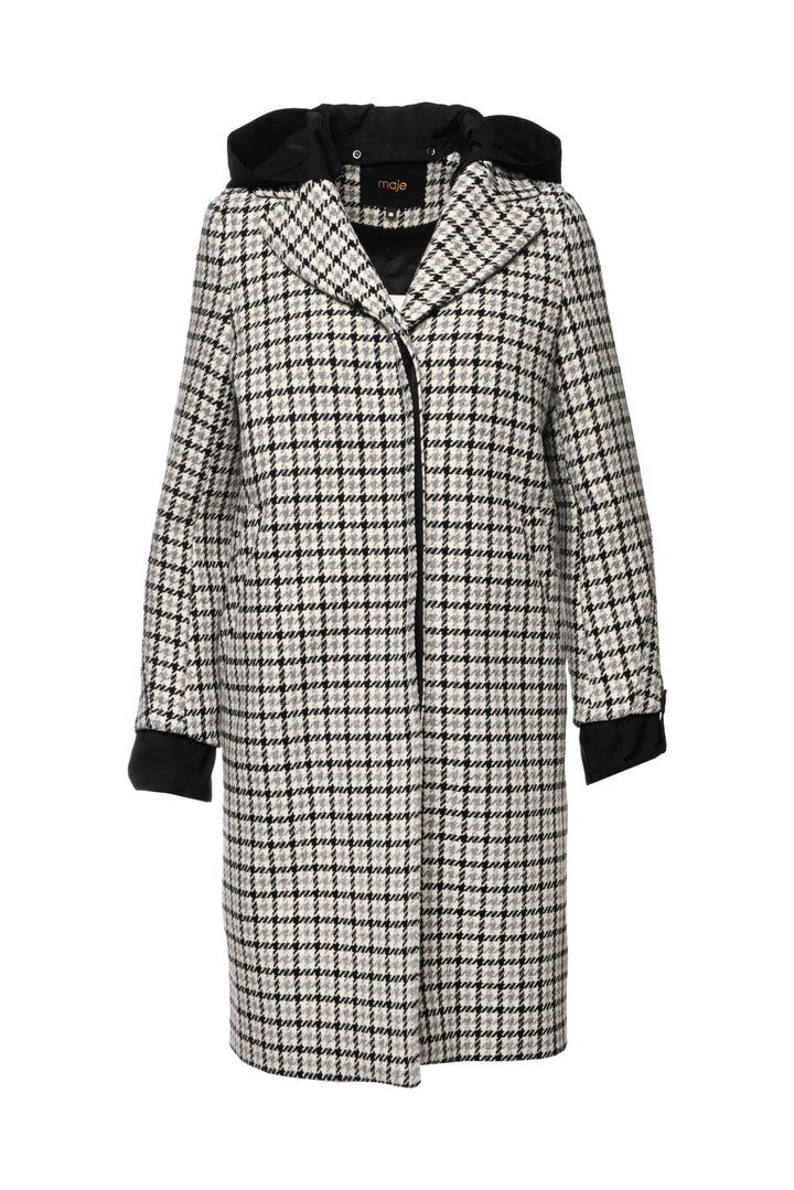 maje Size 0 Plaid Wool Blend Coat