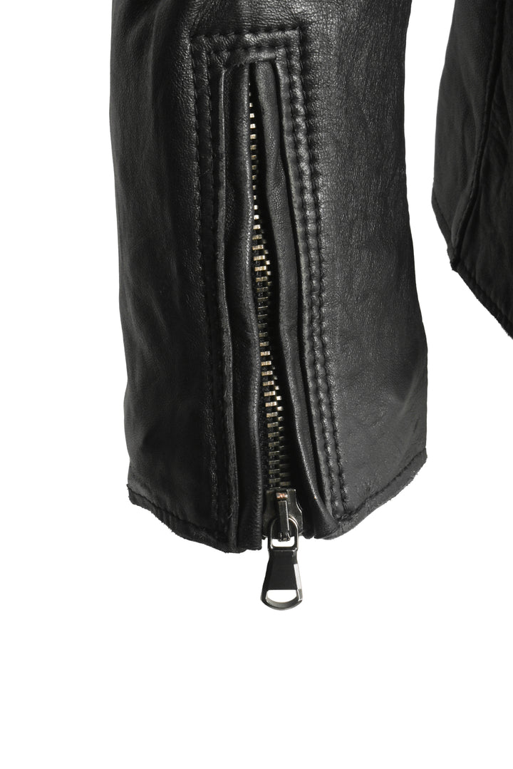 R13 Size M Cafe Racer Cropped Distressed Leather Jacket