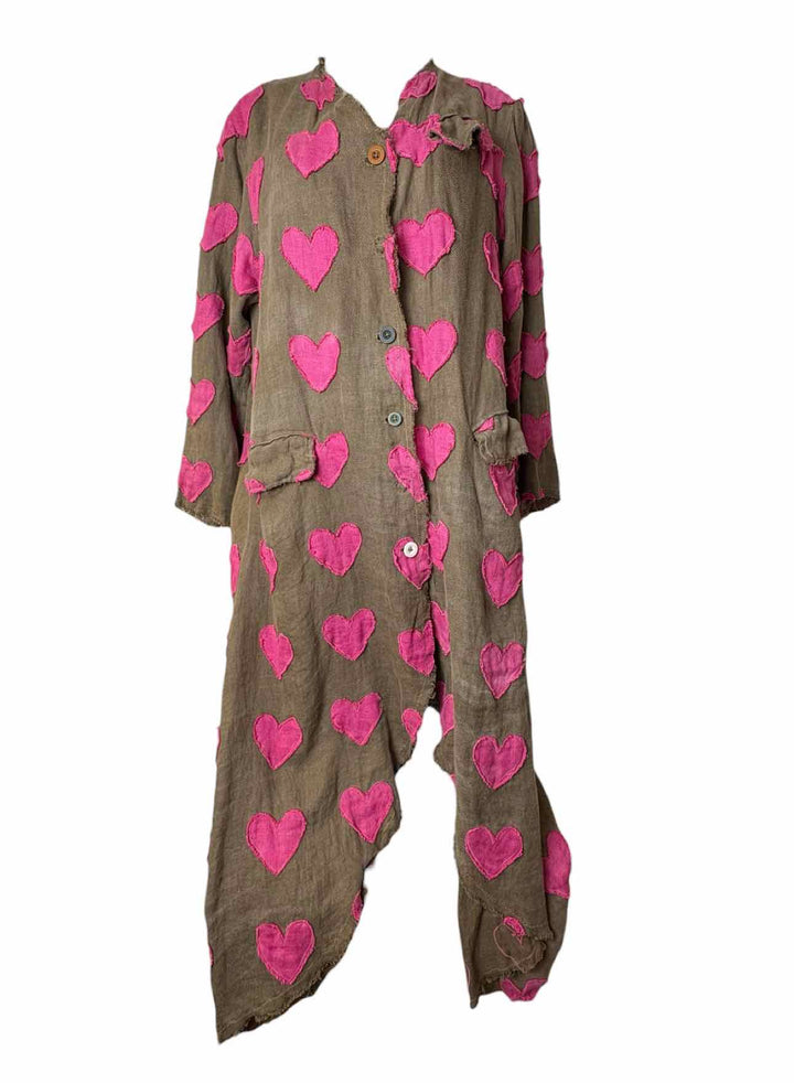 Magnolia Pearl Size OS Emery Linen Heart Pattern Coat