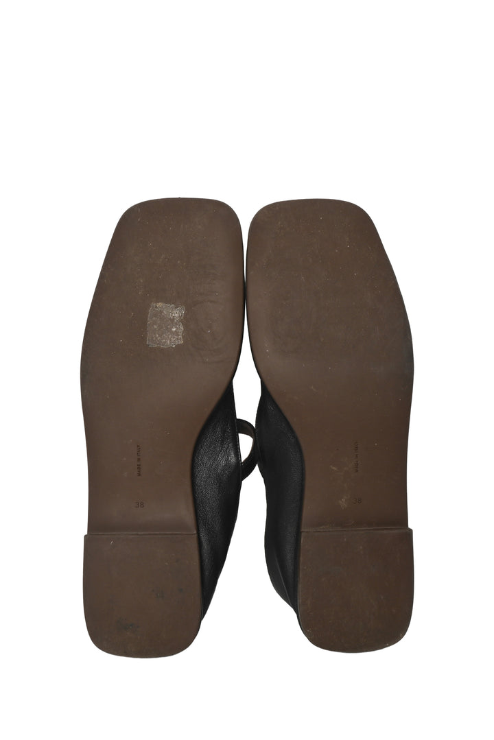 The Row Size 38 Square T-Strap Leather Flats