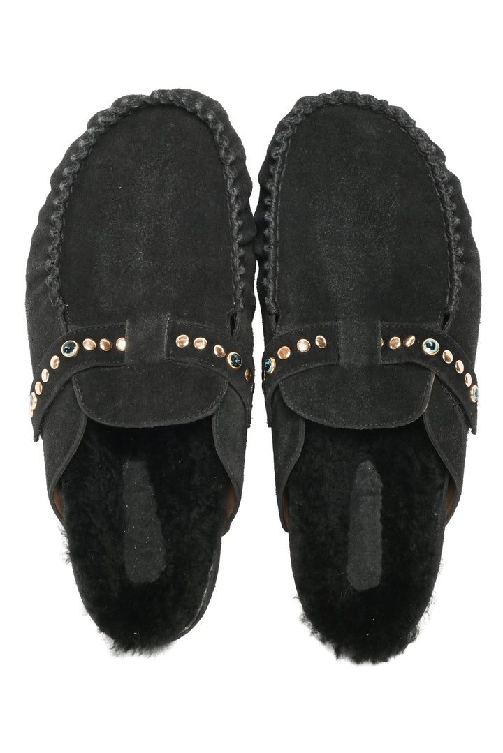 Xirena Size 39 Suede Joy Studded Shearling Mules