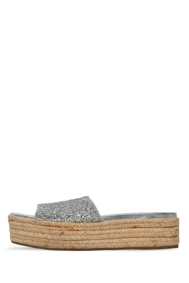 Miu Miu Size 42 Glitter Platform Espadrille Slide Sandals