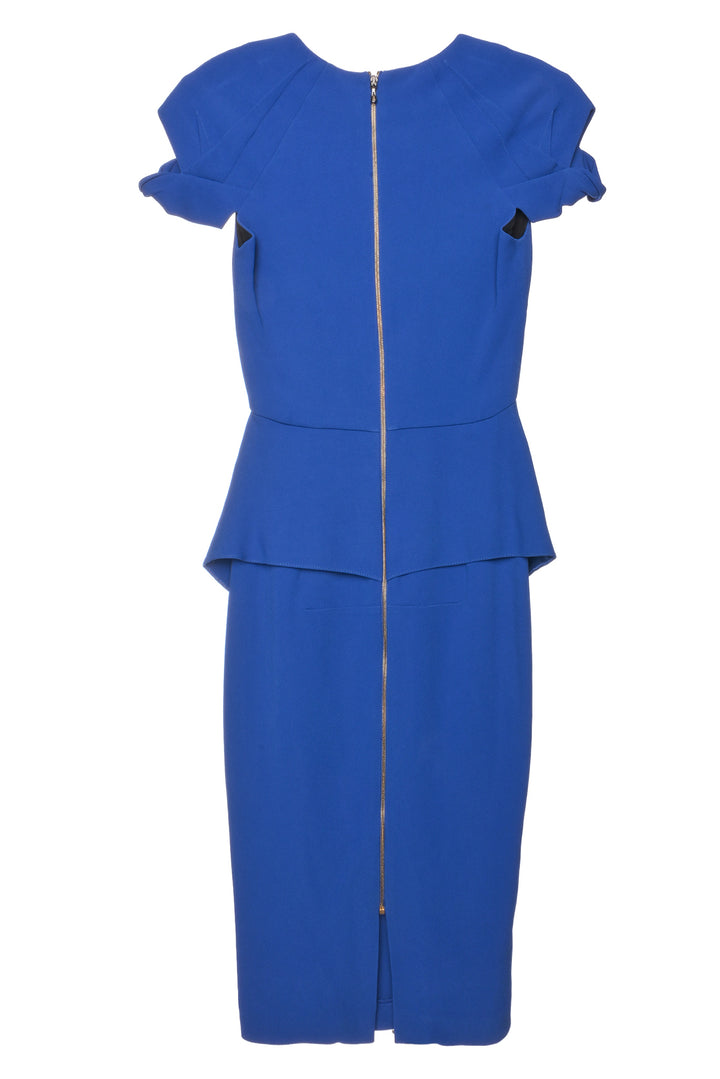 Roland Mouret Size 2 Cap-Sleeve Crepe Midi Dress