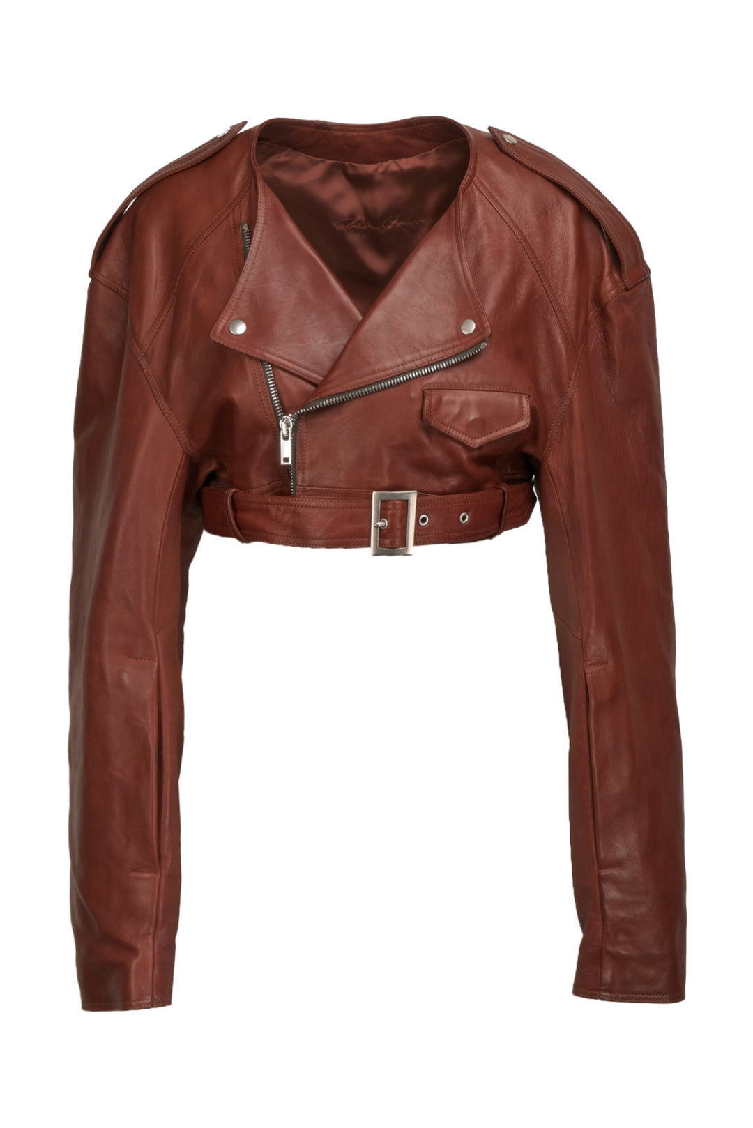 Rick Owens Size 2 Micro Biker Cropped Leather Jacket