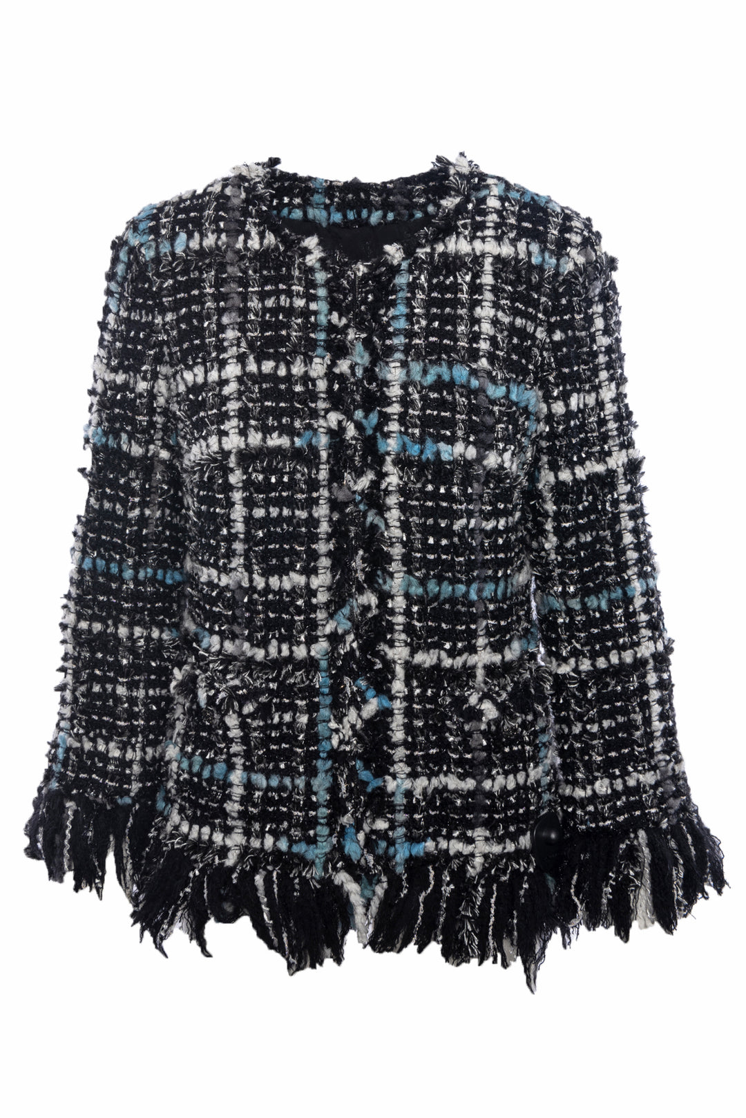 Chanel Size 42 Fringe Tweed Jacket