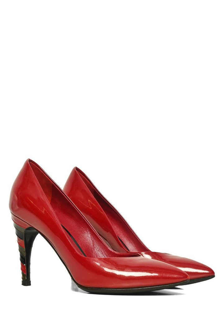 Louis Vuitton Size 39 Patent Leather Striped Heel Pumps