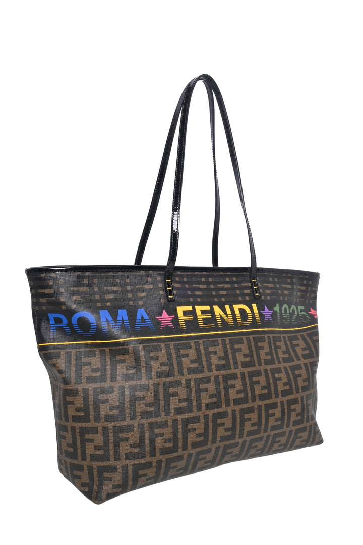 Fendi Coated Canvas Zucca Roma 1925 Roll Tote