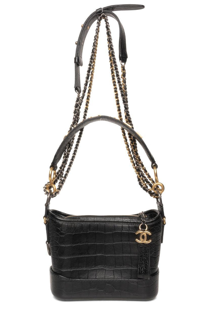 Chanel 2019 Croc-Embossed Calfskin Small Gabrielle Hobo