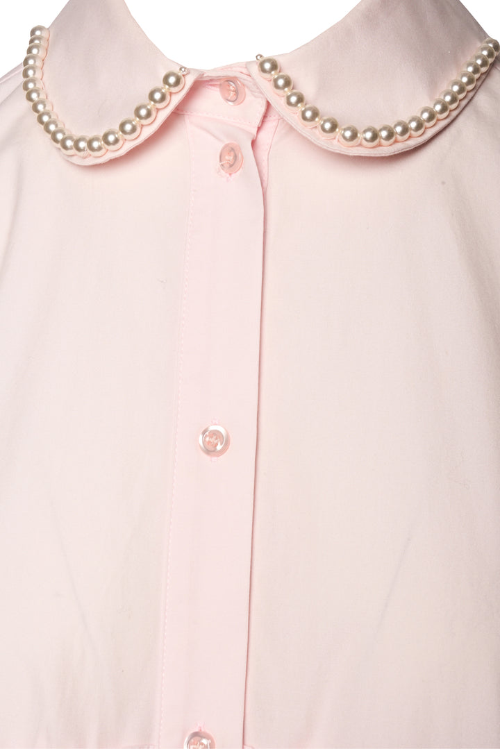Simone Rocha Size 6 Pearl Embellished Collar Puff Sleeve Midi Dress